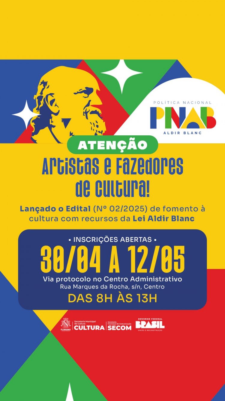 Cultura de Floriano lança edital para seleção de projetos da Lei Aldir Blanc 