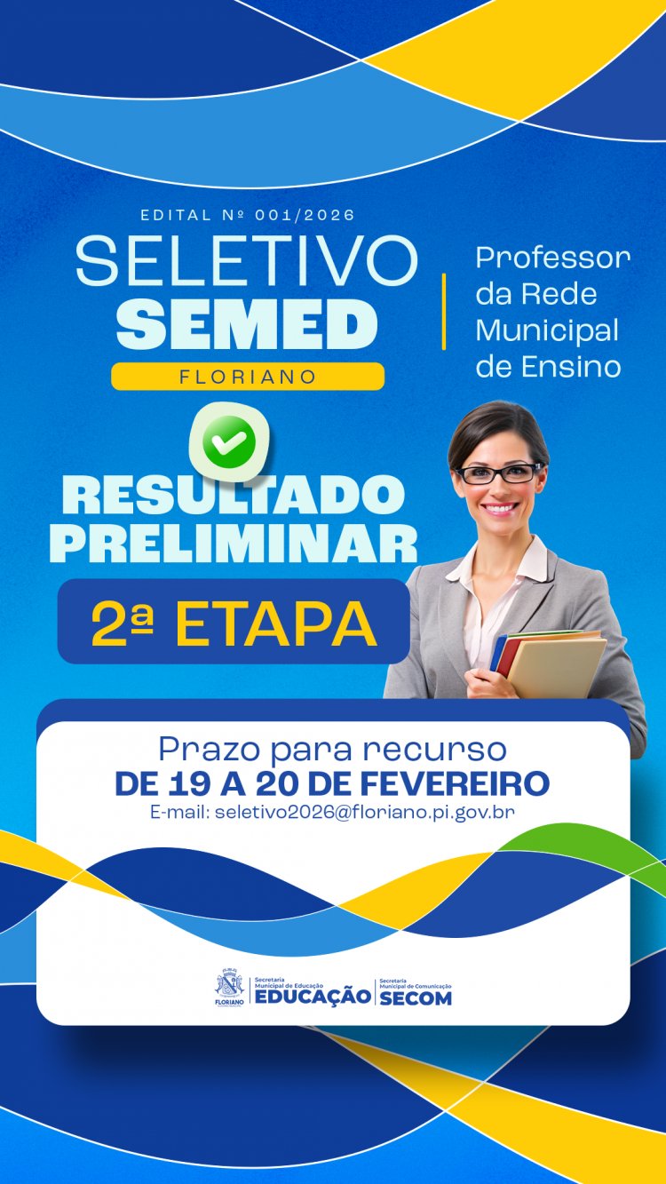 Educação: Divulgado resultado preliminar da 2ª etapa do seletivo para professor da rede municipal