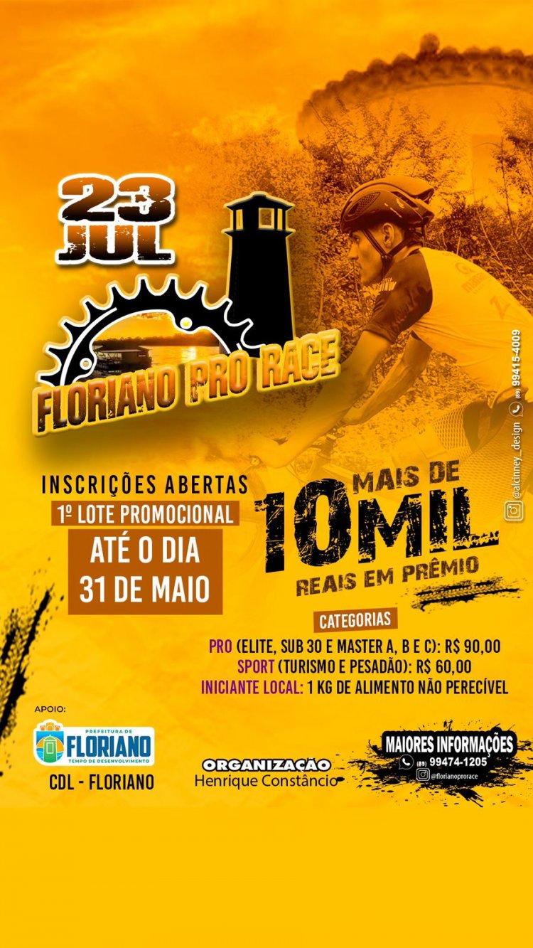 “Floriano Pro Race” segue com inscrições abertas e lote promocional até 31 de maio