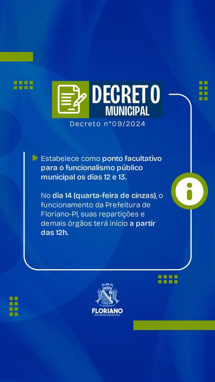 Prefeitura de Floriano publica três decretos relacionados ao Carnaval 2024