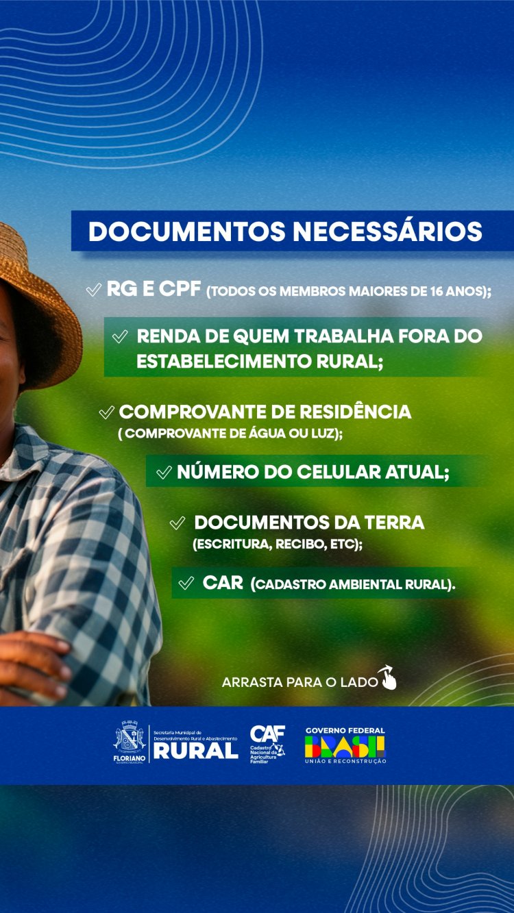 Prefeitura de Floriano retoma emissão do Cadastro Nacional da Agricultura Familiar (CAF)