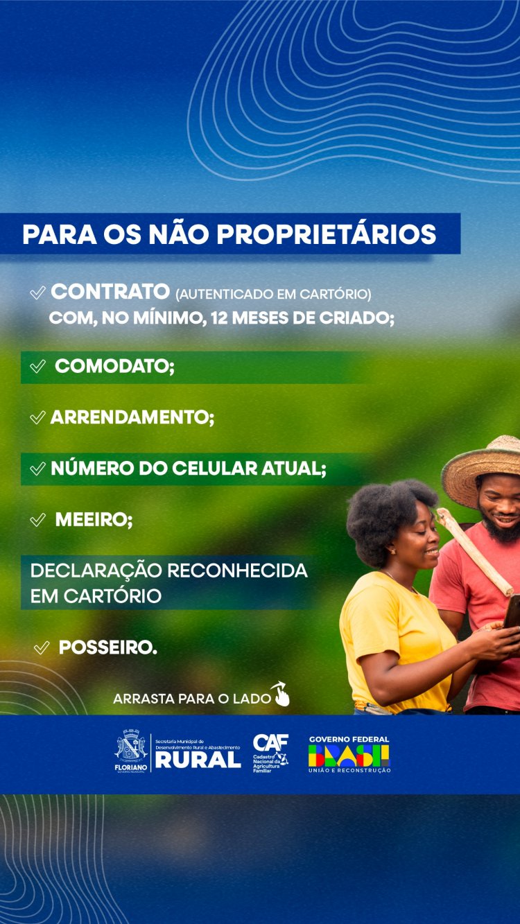 Prefeitura de Floriano retoma emissão do Cadastro Nacional da Agricultura Familiar (CAF)