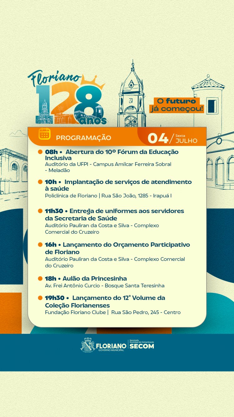 Prefeitura de Floriano lança a programação oficial do aniversário da cidade 