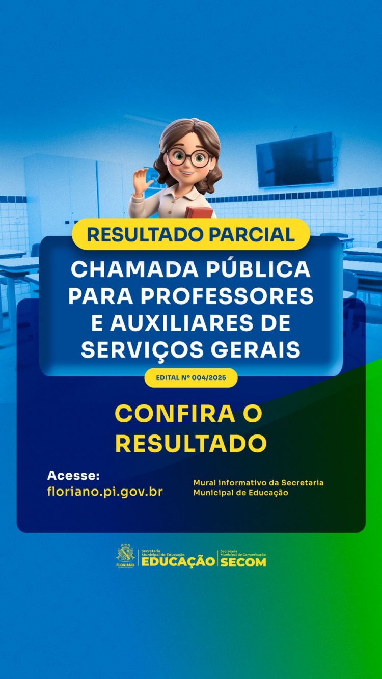 Prefeitura de Floriano divulga resultado parcial da entrevista para profissionais da educação