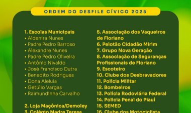 7 de setembro: Prefeitura de Floriano divulga ordem de apresentações do desfile cívico
