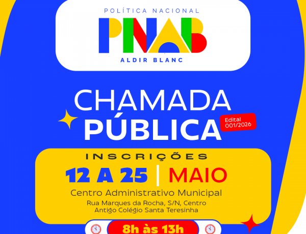 Prefeitura de Floriano lança edital 001/2026 da Política Nacional Aldir Blanc