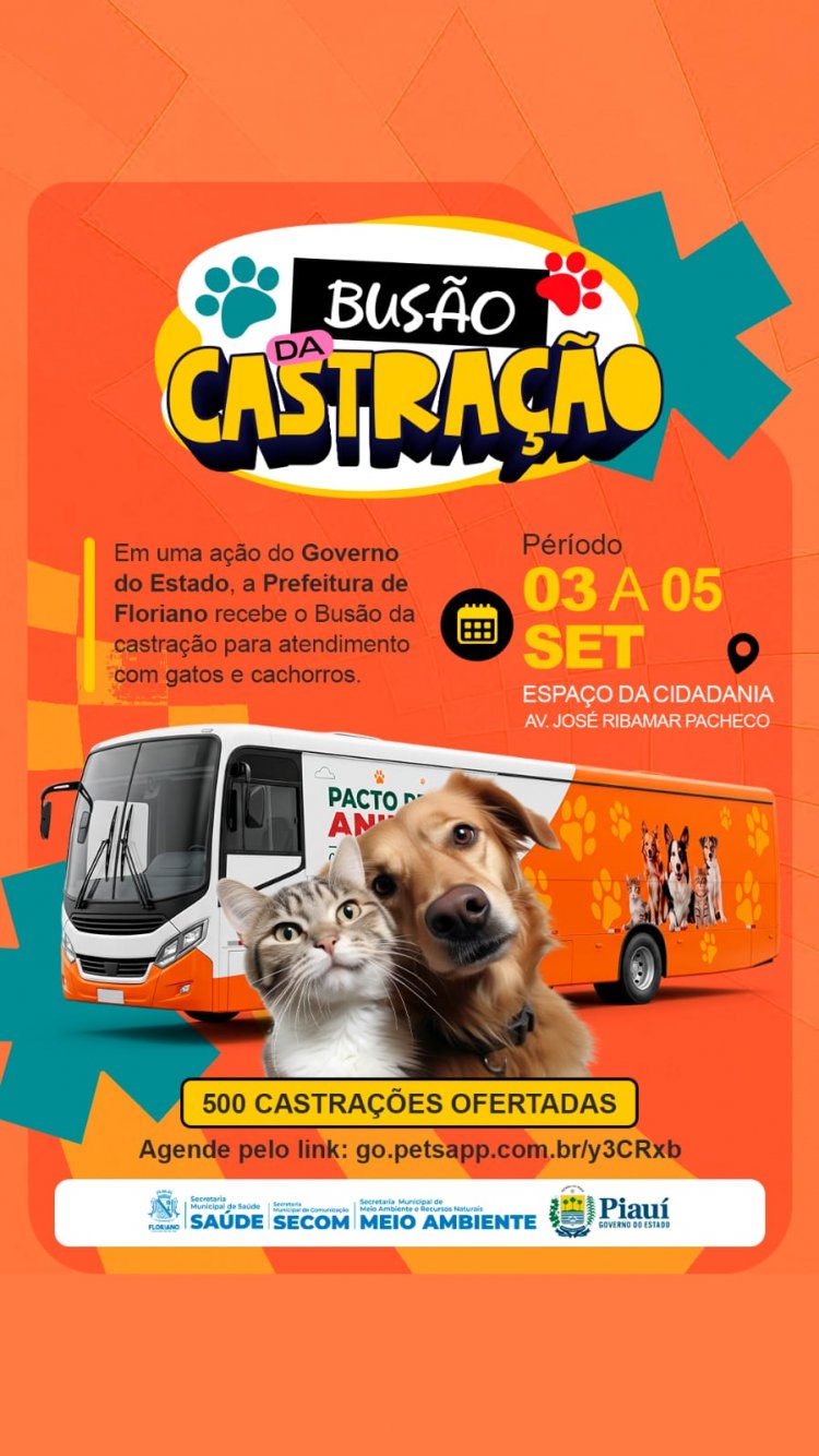 Floriano recebe o “Busão da Castração” com 500 vagas gratuitas